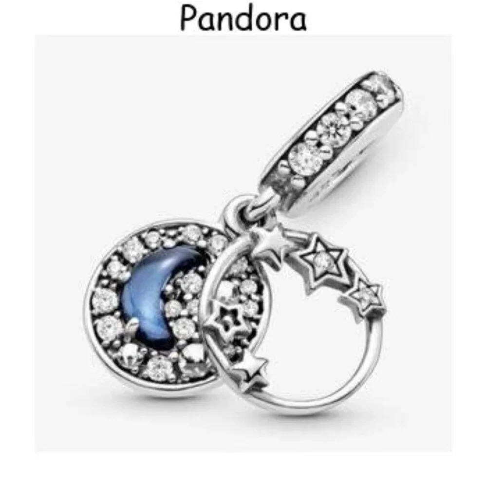 Pandora dark blue night sky star and moon charm